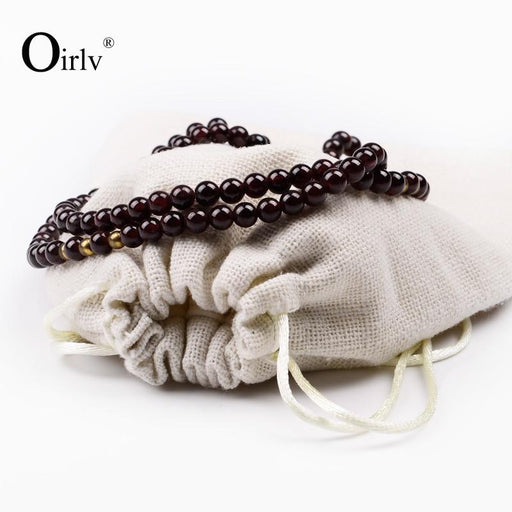 Oirlv 10Pieces/Lot Linen Jewelry Bag with Telescopic Rope Bracelet Necklace Storage Pouch - M2 Retail