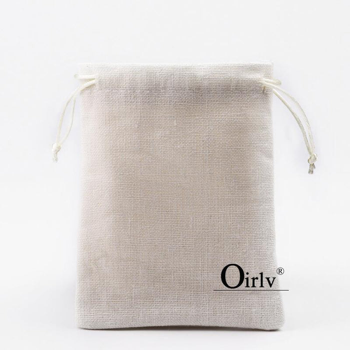 Oirlv 10Pieces/Lot Linen Jewelry Bag with Telescopic Rope Bracelet Necklace Storage Pouch - M2 Retail