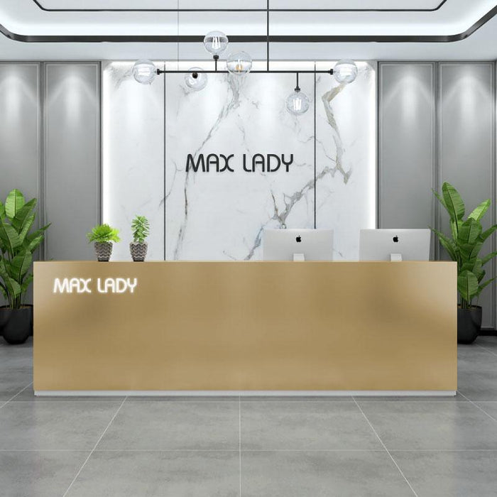 Silver or Gold Stainless Steel Reception Desk with LED Signage - M2 Retail