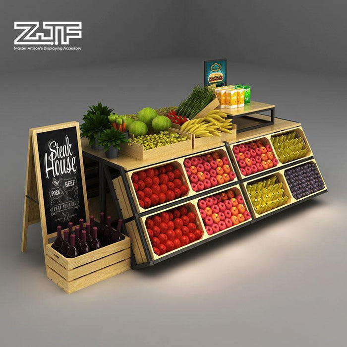 Solid Wood & Black Metal Made Wine Retail Store Promotion Counter Gond ...