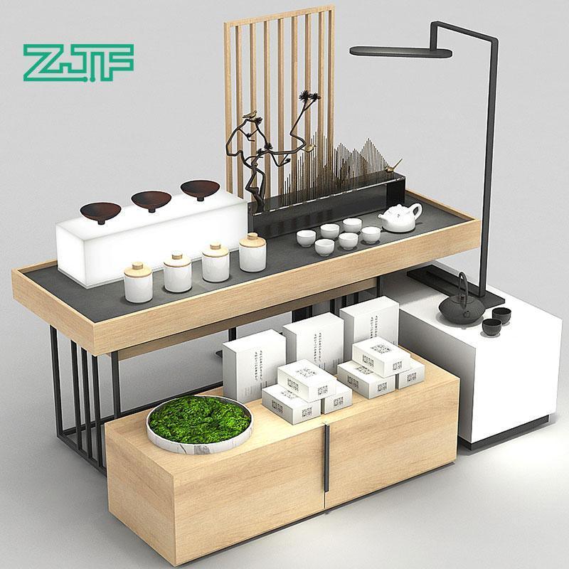 Tea/ Wine Retail Shop Promotion Table Group Wood & Black Metal Made Sa ...