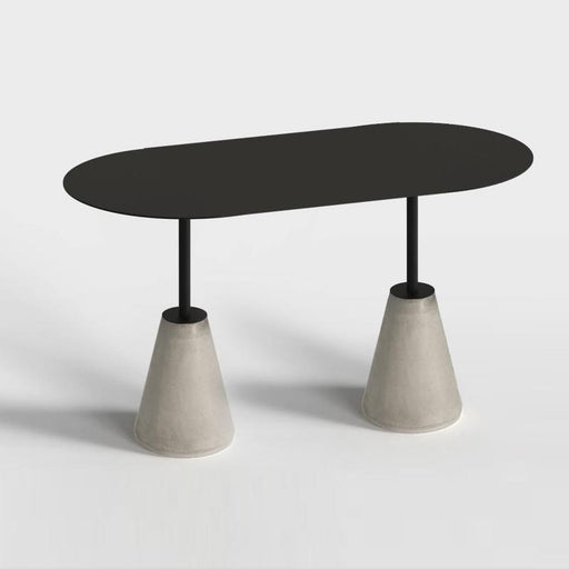 White/ Black Long Metal Table Cement Desk Industrial Style Design - M2 Retail